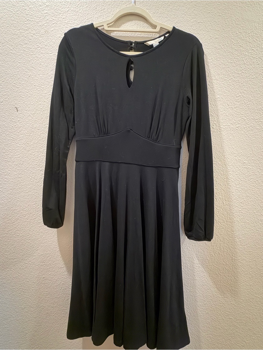Boden Black Long Sleeve Fit & Flare Dress Size 6 Keyhole